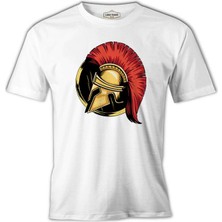 Lord T-Shirt A Spartan Warrior Helmet On A Circular Background Beyaz Erkek Tshirt