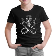 Lord T-Shirt Rock Sign Hands And The Guitar Siyah Çocuk Tshirt