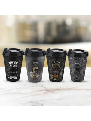 Depposite Siyah 2li Coffee Plastik Termos Bardak 400ml