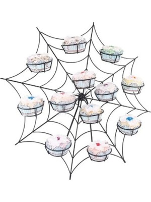 Adin Tasarım Örümcek Ağı Cupcake Standı Beyaz Muffin Kek Kurabiye Standı Sunum Standı 12LI Parti Sunumluk