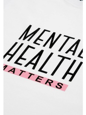 Kadın Vegan Beyaz T-Shirt - Mental Health Matters Tasarım