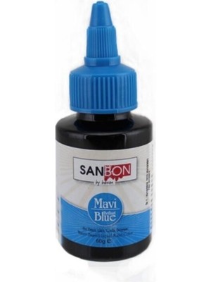 Sanbon Su Bazlı Likit Sıvı Gıda Boyası 60 gr Mavi
