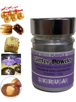 Şeker & Sugar Yenilebilir Simli Mor Toz Gıda Boyası 10 gr