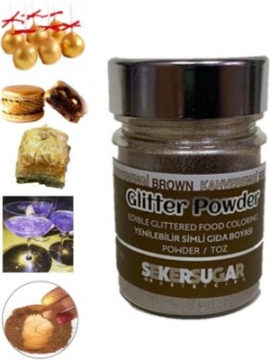 Şeker & Sugar Yenilebilir Simli Kahve Toz Gıda Boyası 10 gr