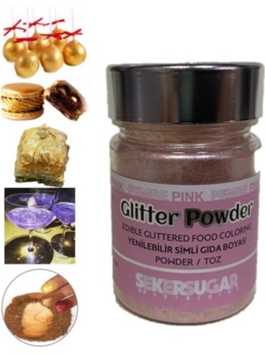 Şeker & Sugar Yenilebilir Simli Pembe Toz Gıda Boyası 10 gr