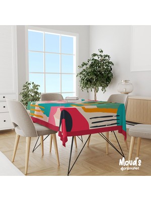 Moud'S Artboard Desenli Kare - Dikdörtgen Süet Dertsiz Masa Örtüsü