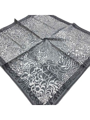 Lêvi D'or  Gri Desenli Tivil Ipek Eşarp 21117