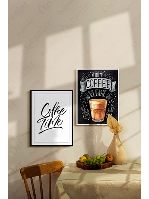 Özcanlar Çerçeve Coffee Time Temalı Çerçevesiz Çerçeve Görünümlü 2 Parça Mdf  Duvar Tablo Seti  Mdf  Tablo Set