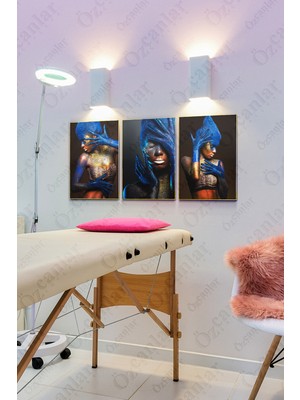 Özcanlar Çerçeve Güzellik Merkezi Kuaför Çerçevesiz Çerçeve Görünümlü 3 Parça Mdf  Duvar Tablo Seti Lazer Kesim