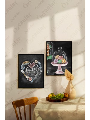 Özcanlar Çerçeve Mutfak Temalı Çerçevesiz Çerçeve Görünümlü 2 Parça Mdf  Duvar Tablo Seti  Mdf  Tablo Set