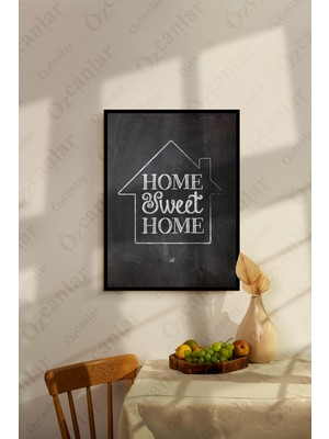 Özcanlar Çerçeve Home  Sweet Home Temalı Çerçevesiz Çerçeve Görünümlü 1 Parça Mdf  Duvar Tablo Tekli Mdf Tablo Set