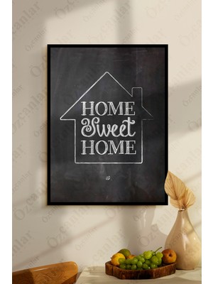 Özcanlar Çerçeve Home  Sweet Home Temalı Çerçevesiz Çerçeve Görünümlü 1 Parça Mdf  Duvar Tablo Tekli Mdf Tablo Set