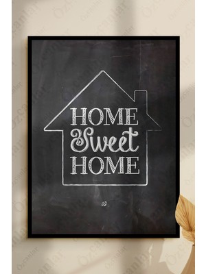 Özcanlar Çerçeve Home  Sweet Home Temalı Çerçevesiz Çerçeve Görünümlü 1 Parça Mdf  Duvar Tablo Tekli Mdf Tablo Set