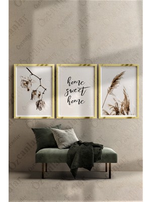 Özcanlar Çerçeve Çerçeveli Tablo Duvar Tablosu  Dekoratif Tablo Salon Tabloları  Çoklu Tablo Üçlü Çerçeve