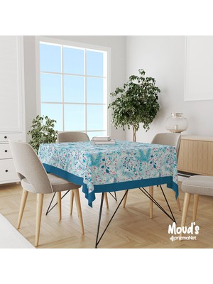 Moud'S Kış Dalları Desenli Kare - Dikdörtgen Süet Dertsiz Masa Örtüsü