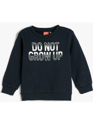 Koton Sweat Baskılı Uzun Kollu Bisiklet Yaka