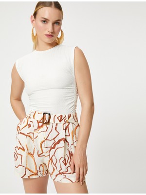 Koton Şahika Ercümen XKoton - Keten Karışımlı Şort Kemer Detaylı Pileli Cepli