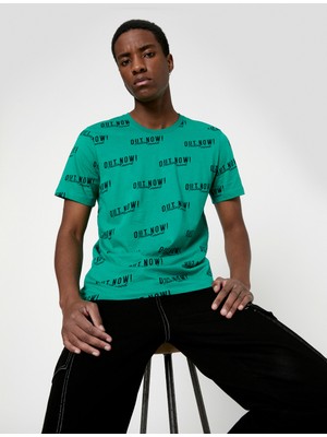 Koton Slogan Baskılı Tişört Bisiklet Yaka Kısa Kollu Pamuklu