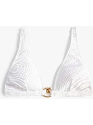 Koton Üçgen Bikini Üstü Dokulu Metal Aksesuarlı