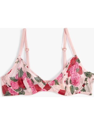 Koton Çiçekli Sütyen Balenli Dolgusuz Tül Askılı