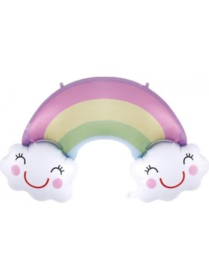 Kidspartim Gökkuşağı ve Bulut Folyo Balon 91X61 cm