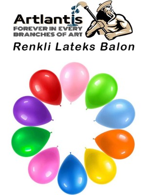 Artlantis Balon Renkli Lateks 10 Adet Renkli Balon 10'' Canlı Renkler Parti Doğum Günü Süsleme Malzemeleri Balon 26 cm