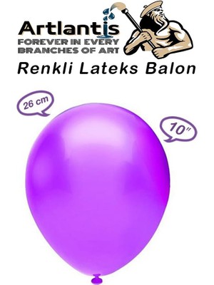 Artlantis Balon Renkli Lateks 10 Adet Renkli Balon 10'' Canlı Renkler Parti Doğum Günü Süsleme Malzemeleri Balon 26 cm