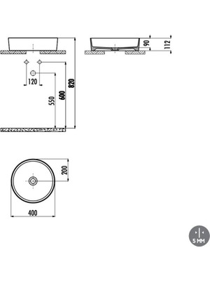 Creavit LP140 Loop Masa Üsti Çanak Lavabo 40CM