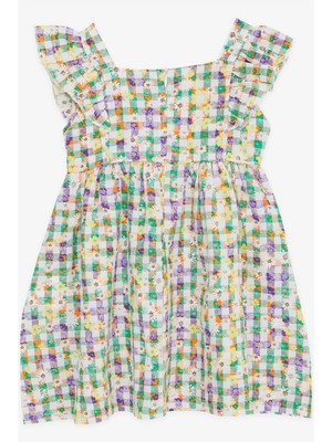 Breeze Kız Çocuk Elbise Çiçekli Omuzu Fırfırlı , Karışık Renk