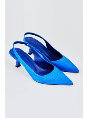 Mizalle Arkası Açık Saks Stiletto