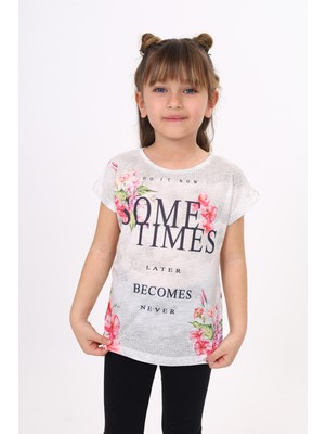 Toontoy Kids Kız Çocuk Sometimes Baskılı Tişört