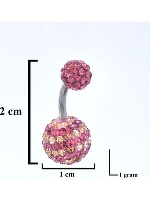 Ferizz 316L Çelik Pembe Zirkon Taşlı Toplu Piercing PRC-106