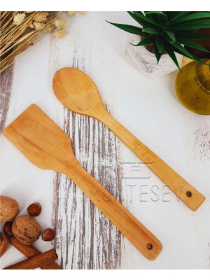 Montesev Ahşap Tahta Mutfak Kaşık Seti 2 Parça Kayın , Şimşir Ve Bambu Ağacı