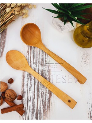 Montesev Ahşap Tahta Mutfak Kaşık Seti 2 Parça Kayın , Şimşir Ve Bambu Ağacı