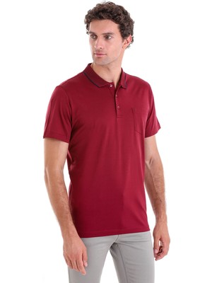 Hatemoğlu Bordo Ozp 112302  Kls. Cepli Polo Yaka Merserize T-Shirt (S-Xxl)