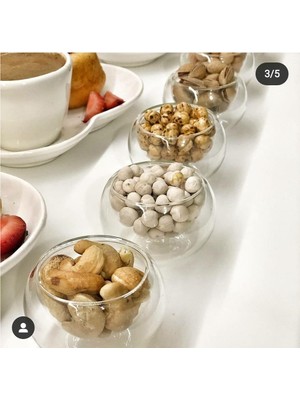 Dmr Home Sarp Home 6'Lı 50ml Çift Cidar Cam Mini Sosluk Reçellik Kase Çift Cidarlı Mini Sosluk Drajelik Lokumluk