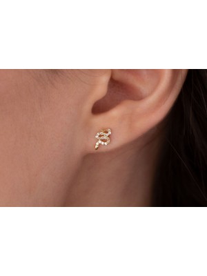 Onseva Kuyumculuk 14 Ayar Altın Taşlı Yılan Tragus Piercing