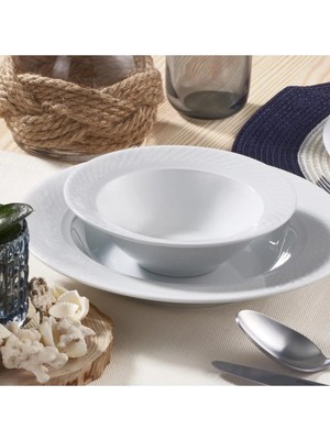 Güral Porselen 18 Parça Beyaz Yemek Takımı, 6 Kişilik – Bulaşık Makinesi ve Mikrodalga Fırın Kullanımına Uygun