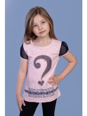 Toontoy Kız Çocuk Nakışlı Taş Işlemeli Tişört