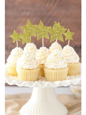 Le Mabelle Gold Happy Birthday Yıldız Pasta Süsü