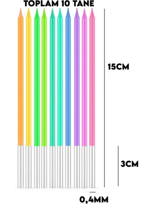 Le Mabelle Gökkuşağı Renklerinde 10'lu Çubuk Mum