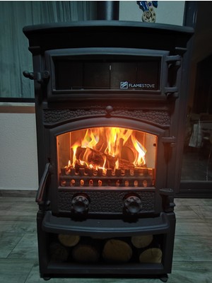 Flame Stove FS-011 St Sirius Maxi 3 Camlı Kuzineli Odunluklu Döküm Soba
