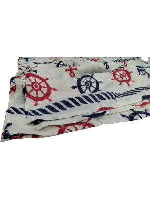 Ecotton Works Denizci Desen Bambu Pamuklu Müslin Bebek Örtüsü