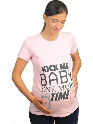 Mummy's Baby Hamile Tişört Kick Me Baby Pembe