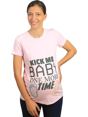 Mummy's Baby Hamile Tişört Kick Me Baby Pembe