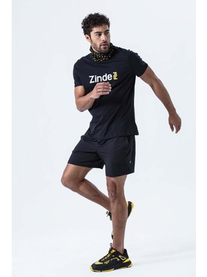 Zinde LIFE P-002997-ERKEK Yan Cep ve Arka Fermuarlı Cebe Sahip Nefes Alan Antreman Fitness Erkek Spor Şort-Siyah