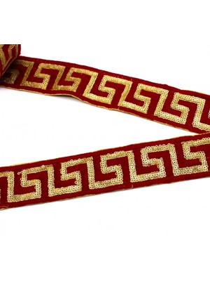 Hint Işi Şerit Etnik Motif Bordo