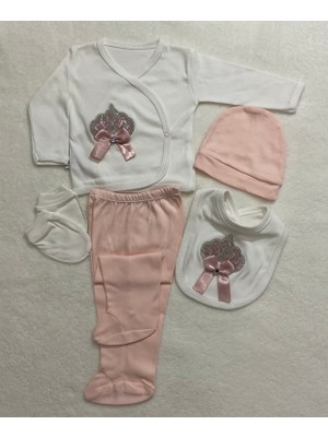 Almini Yeni Sezon 5'li Taşlı Prenses Tacı Yeni Doğan Hastane Çıkış Zıbın Seti