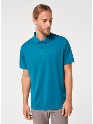 Oakley Mavi Erkek Polo Yaka Baskılı Polo T-Shirt Oakley Oakley Icon Tn Protect Rc