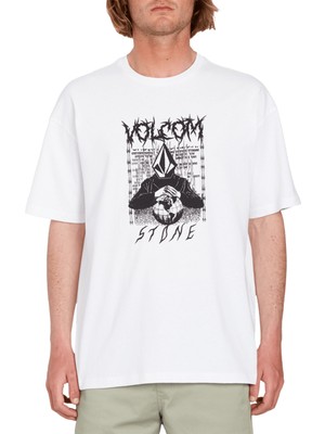 Volcom Beyaz Erkek Bisiklet Yaka  T-Shirt A4312304_VOLCOM Edener Lse Wht